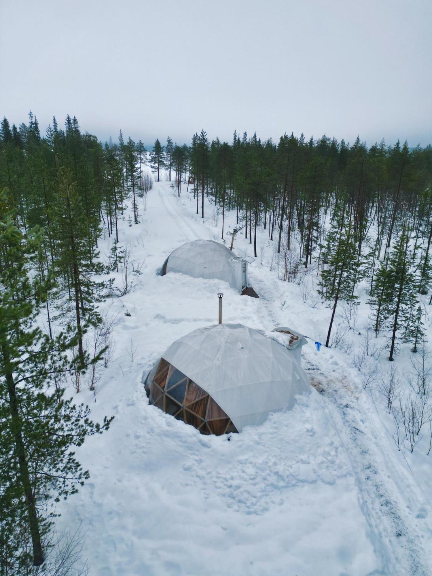Aurora Igloo Fireplace-Heated Tents In A Secret Forest With Private Jacuzzi And Shared Sauna Bathroom And Dog Friendly Rovaniemi Eksteriør billede